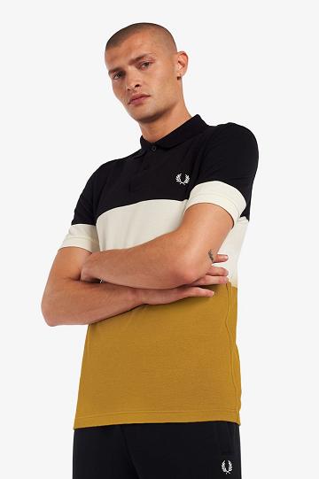 Camel Fred Perry Colour Block Polo Men's Shirts | PH 1489OKIR